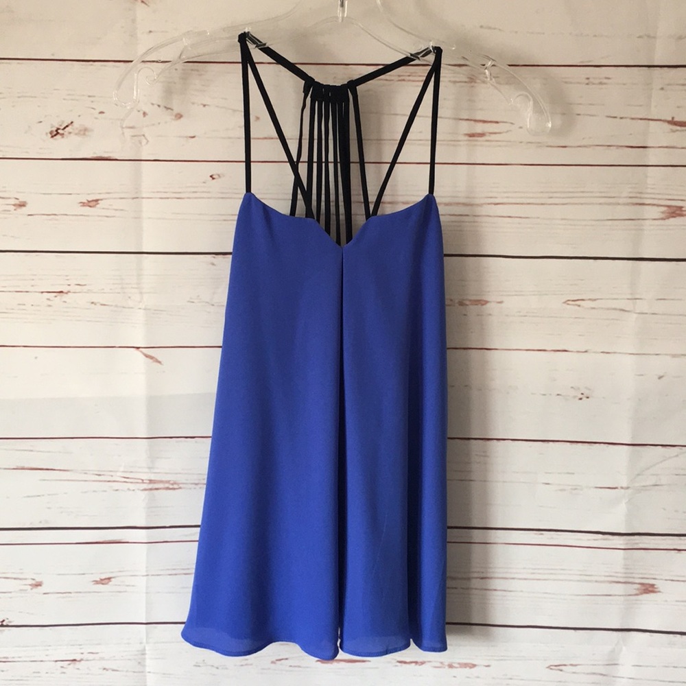 Express Dusty Blue Flowy Top